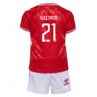 Camiseta Dinamarca Morten Hjulmand #21 Primera Equipación Replica Eurocopa 2024 para niños mangas cortas (+ Pantalones cortos)